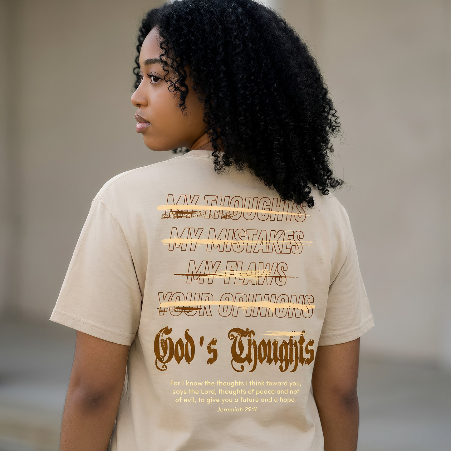 God's Thoughts Tee- Tan