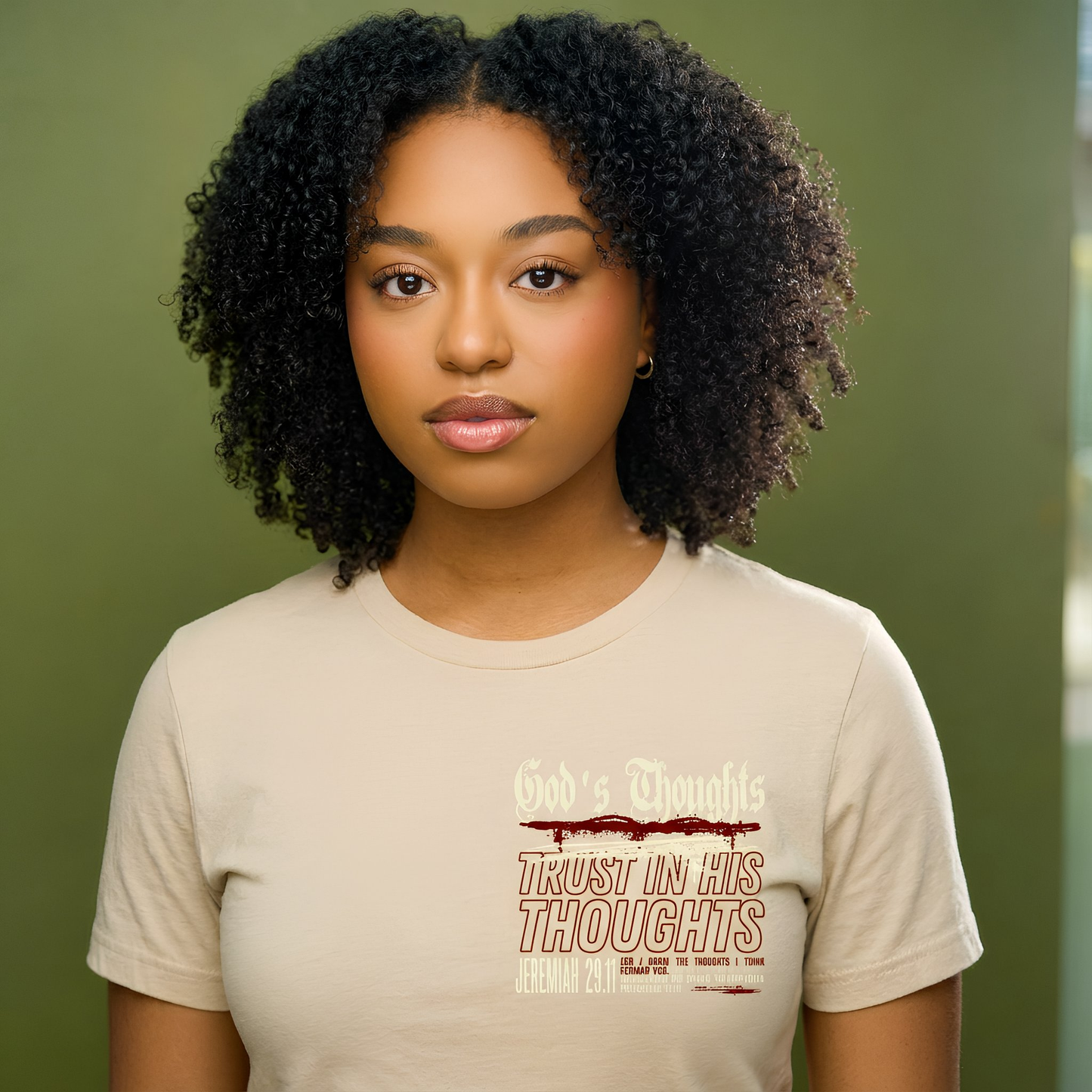 God's Thoughts Tee- Tan